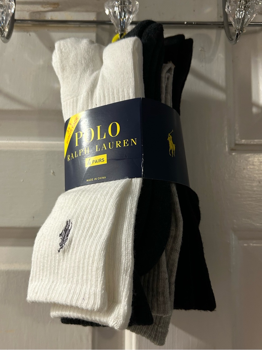 Polo by Ralph Lauren White, Black & Gray Crew Sock 3-Pack